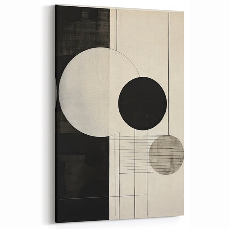 Abstract Geometric Wall Art – Minimalist Black, White, and Line Design