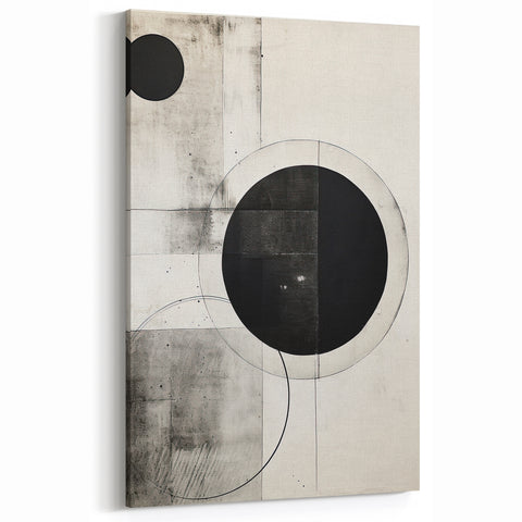 Geometric Minimalist Abstract Wall Art – Monochrome Circles & Lines