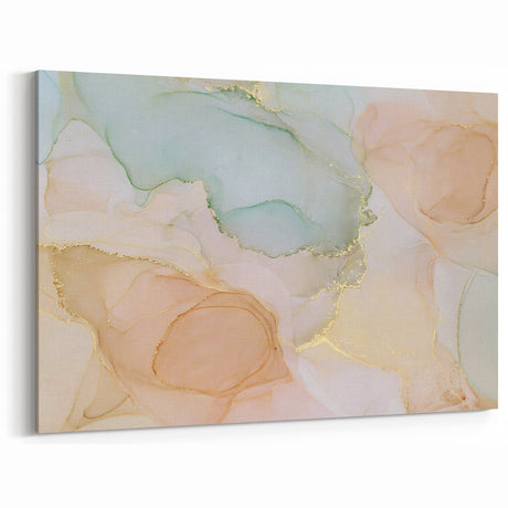 Neutral Abstract Prints – Pastel Dream Art with Gold Accents