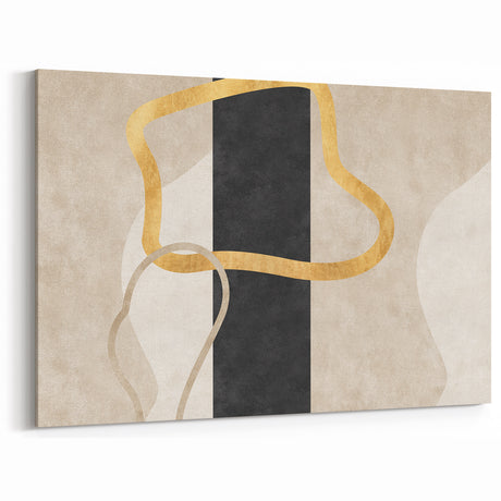 Earthen Harmony Abstracts – Minimalist Black and Gold Wall Art