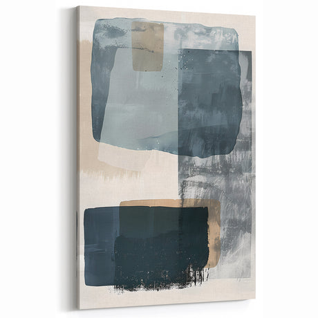 Modern Abstract Art – Cool Gray Blue Geometric Brushstroke Canvas