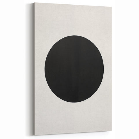 Minimalist Wall Decor – Black Circle on White Modern Abstract Canvas