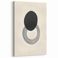 Modern Abstract Art – Black Circle and Gray Ring Minimalist Canvas