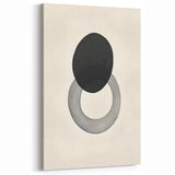 Modern Abstract Art – Black Circle and Gray Ring Minimalist Canvas
