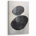 Contemporary Canvas Art – Textured Black Forms on Misty White