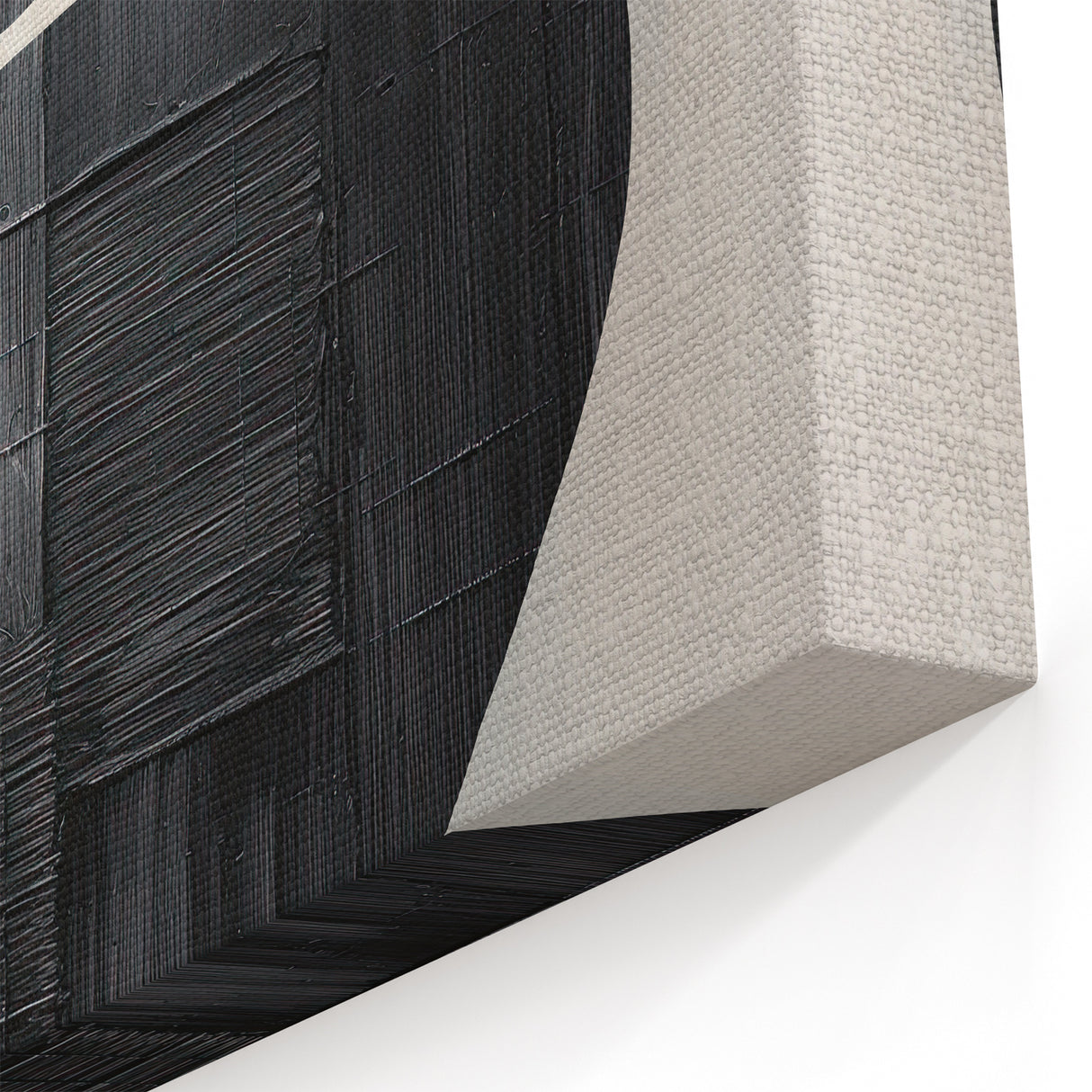 Contemporary Canvas Art – Textured Black Forms on Misty White