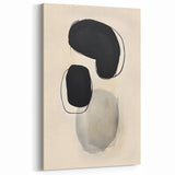 Abstract Wall Art – Organic Black Shapes on Beige Minimalist Canvas