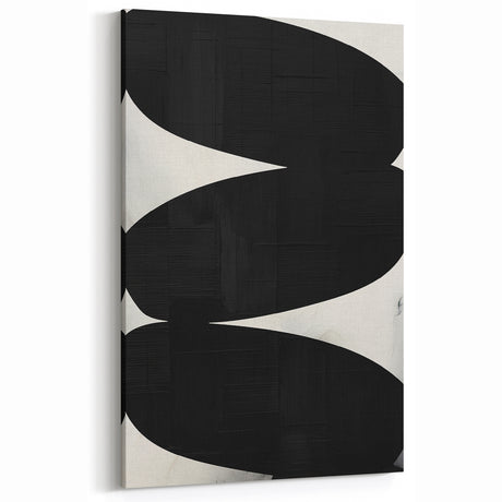 Modern Abstract Art – Bold Black Organic Shapes on White Canvas