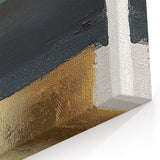 Minimalist Wall Decor – Teal, Gold & Gray Textured Abstract Brush Art
