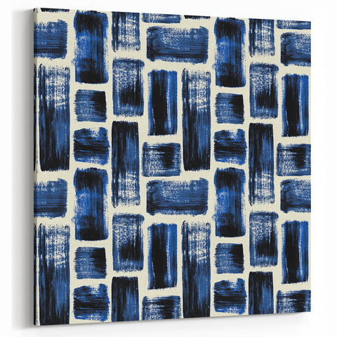 Modern Monochrome Abstract Wall Art – Earthen Harmony Blue Print