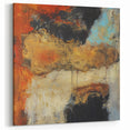 Abstract Wall Art – Fiery Earth Textures with Gold and Sky Blue Accents