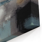 Whispers of Fog – Teal and Gray Abstract Wall Art with Gold Hues