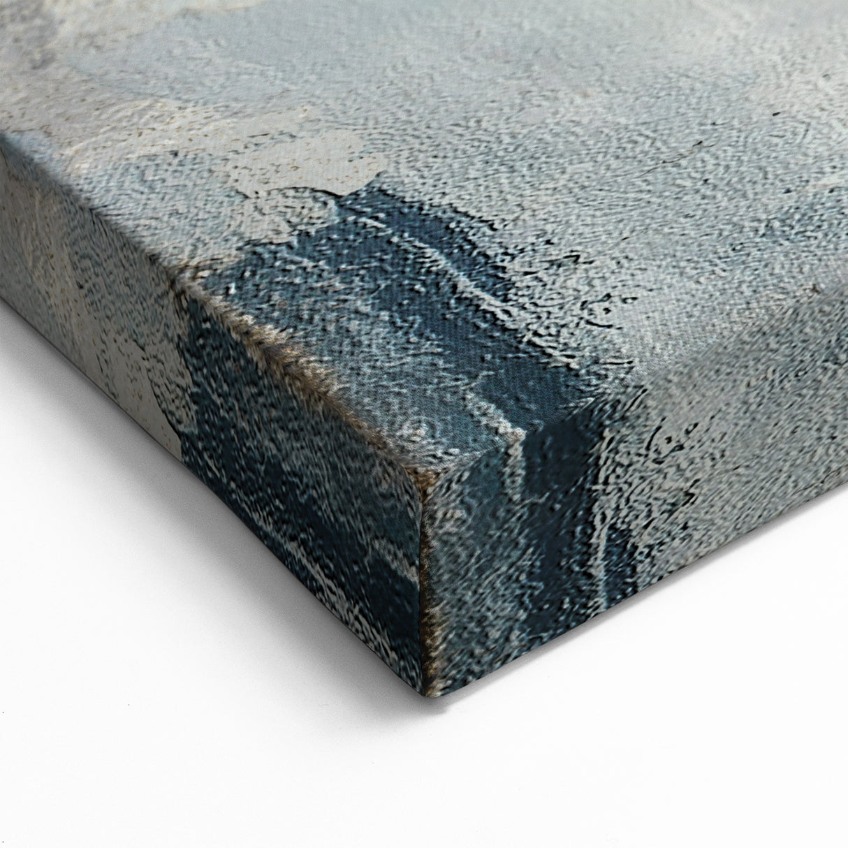 Whispers of Fog – Teal and Gray Abstract Wall Art with Gold Hues