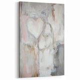 Modern Abstract Art – Soft Heart Design in Blush, Gray & White Tones