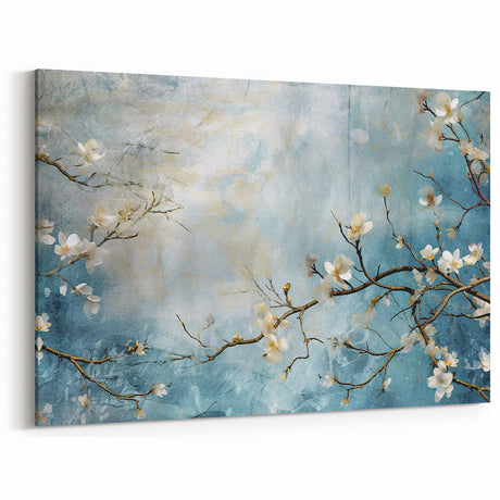 Blossom Breeze – Floral Abstract Wall Art in Blue and White Tones