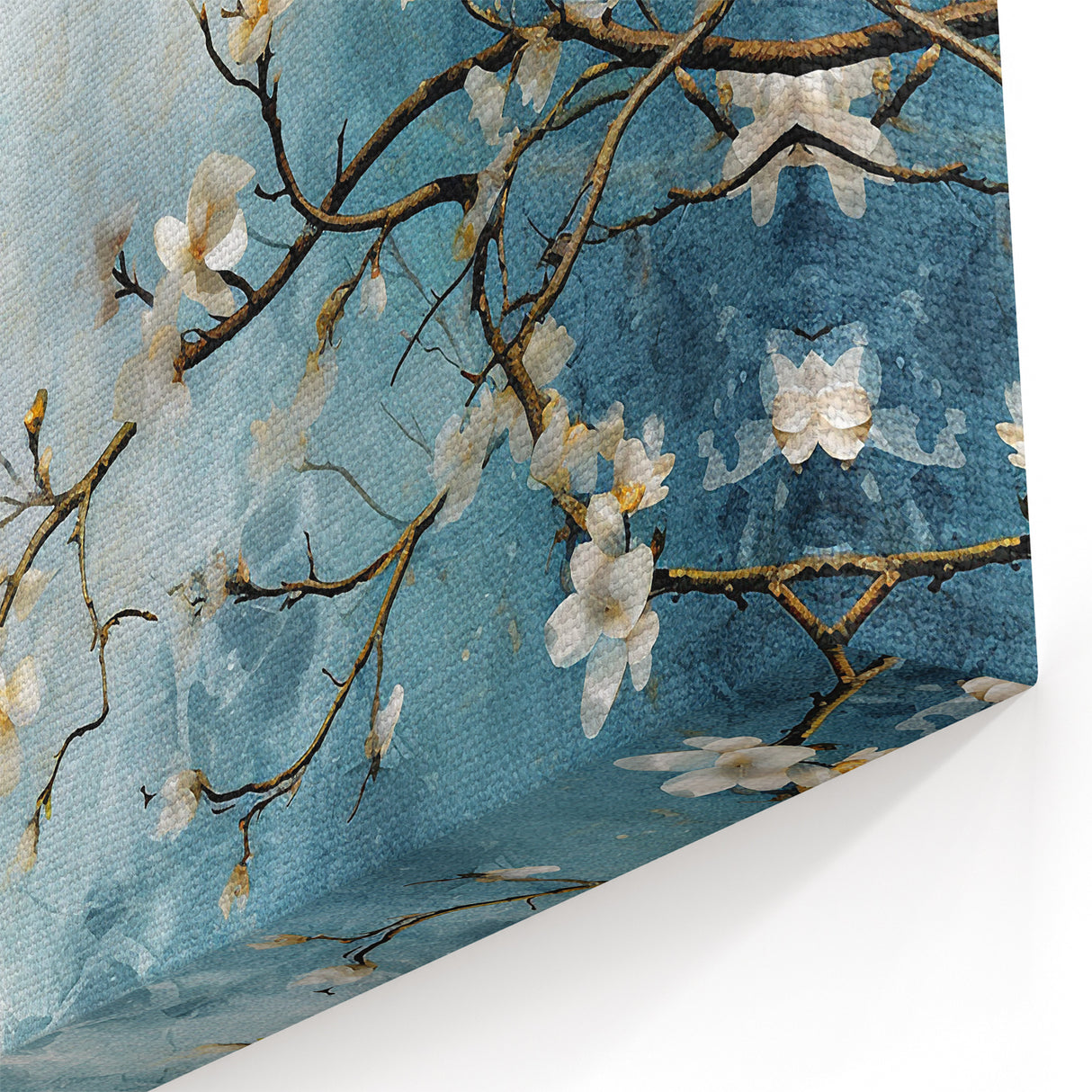 Blossom Breeze – Floral Abstract Wall Art in Blue and White Tones