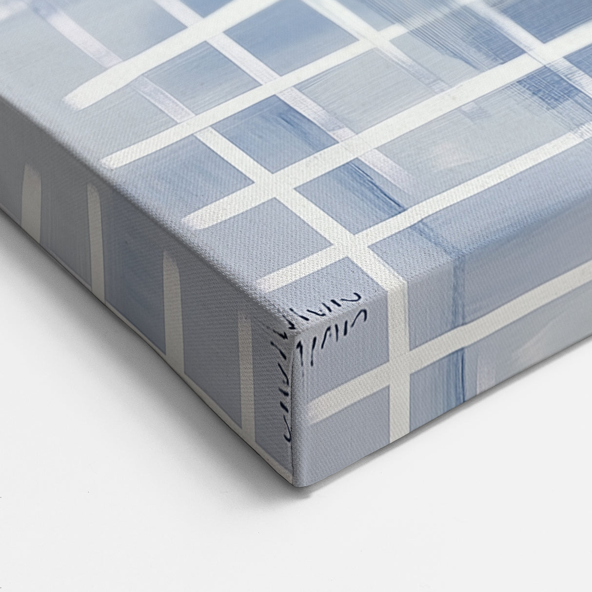 Large Abstract Wall Art – Blue Grid Modern Geometric Wall Decor