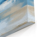 Large Abstract Wall Art – Coastal Blue and Beige Horizontal Canvas