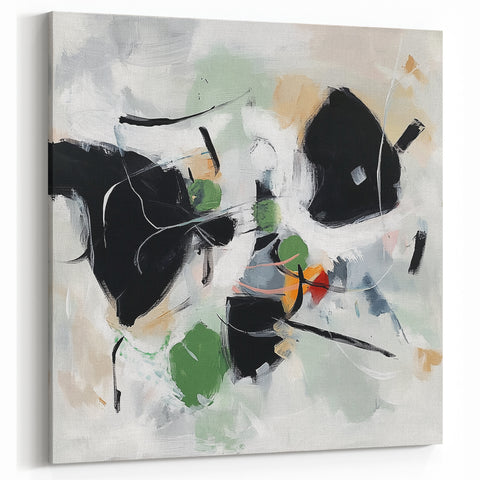 Colorful Abstract Wall Art – Bold Black and Green Modern Canvas
