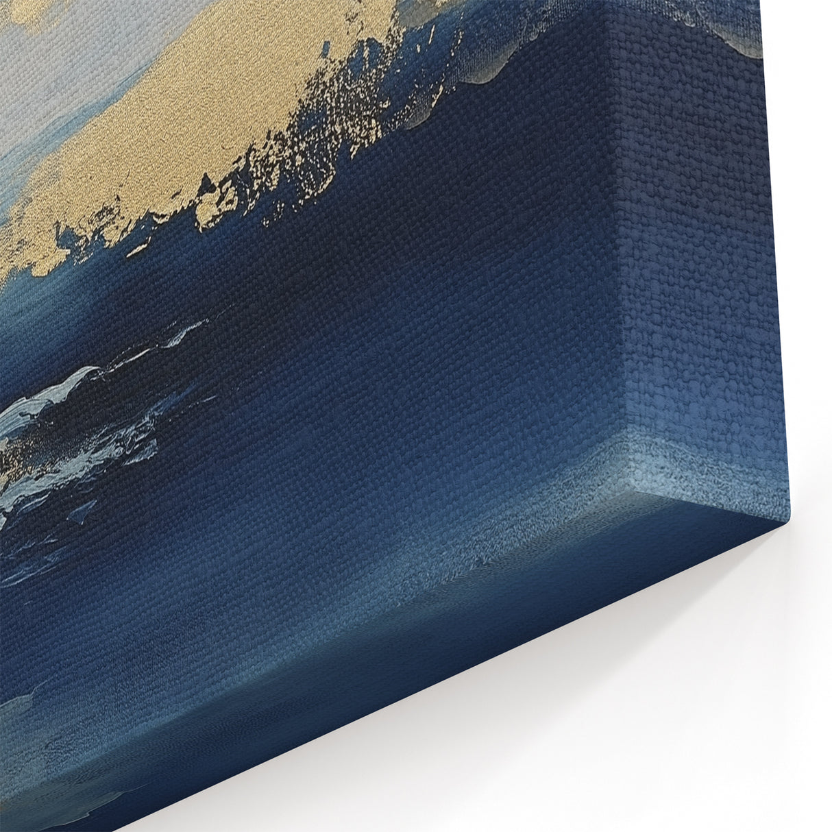 Contemporary Abstract Canvas – Navy & Gold Ocean-Inspired Wall Art