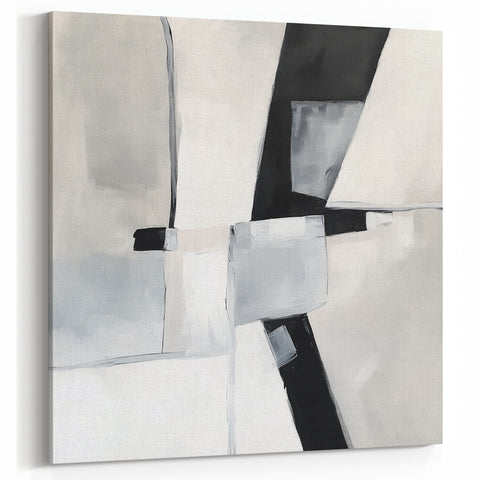 Minimalist Abstract Wall Art – Black & Gray Modern Canvas Design