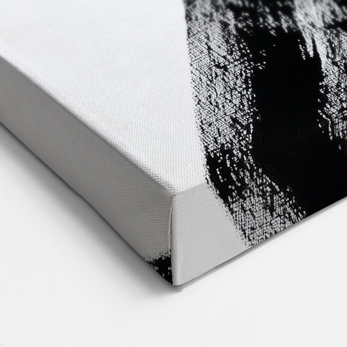 Modern Abstract Wall Art – Bold Black Brushstroke on White Canvas