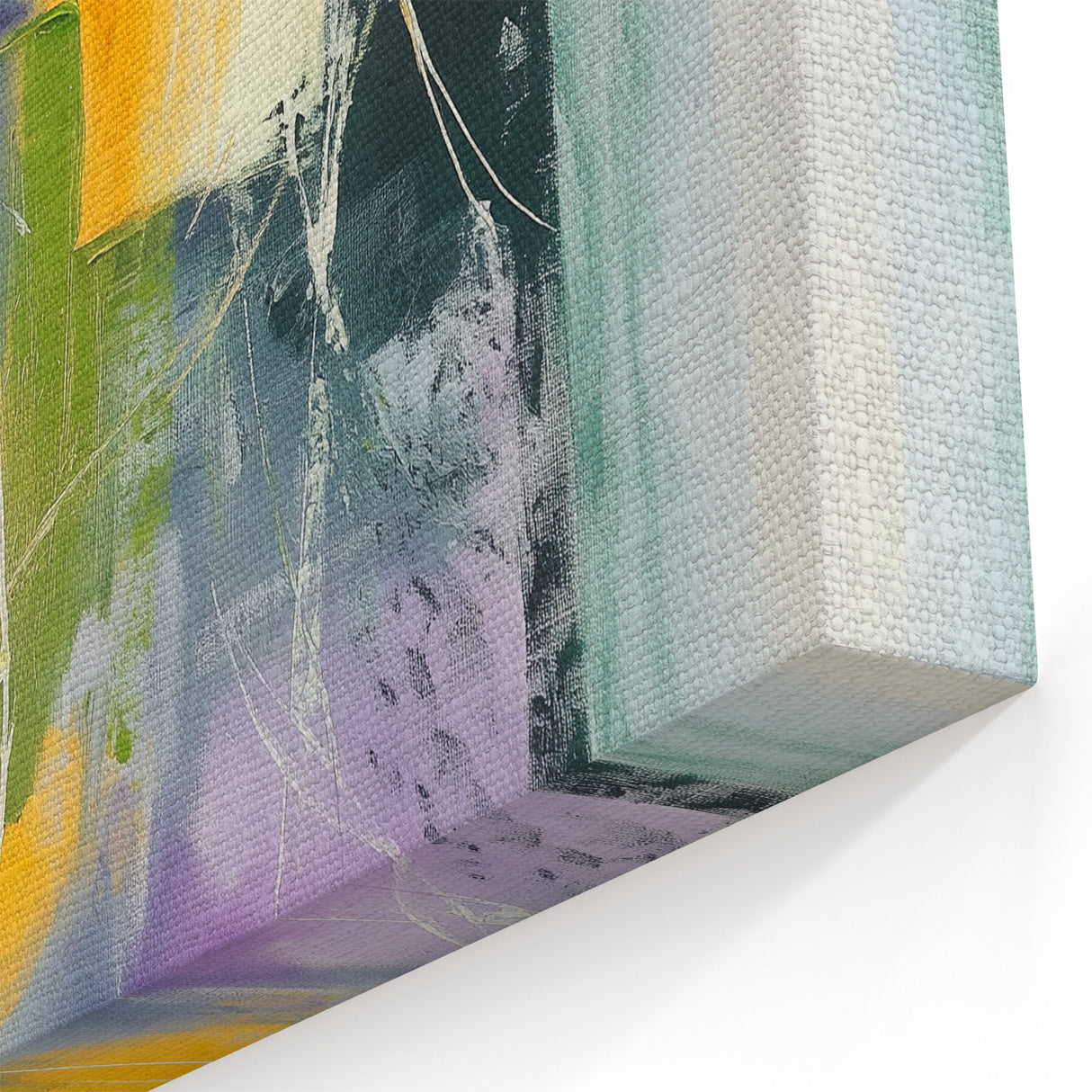 Geometric Abstract Wall Decor – Green, Purple & Yellow Expression
