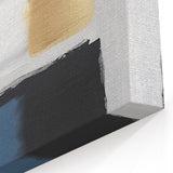 Minimalist Abstract Wall Art – Gray, Navy & Gold Brushstroke Canvas