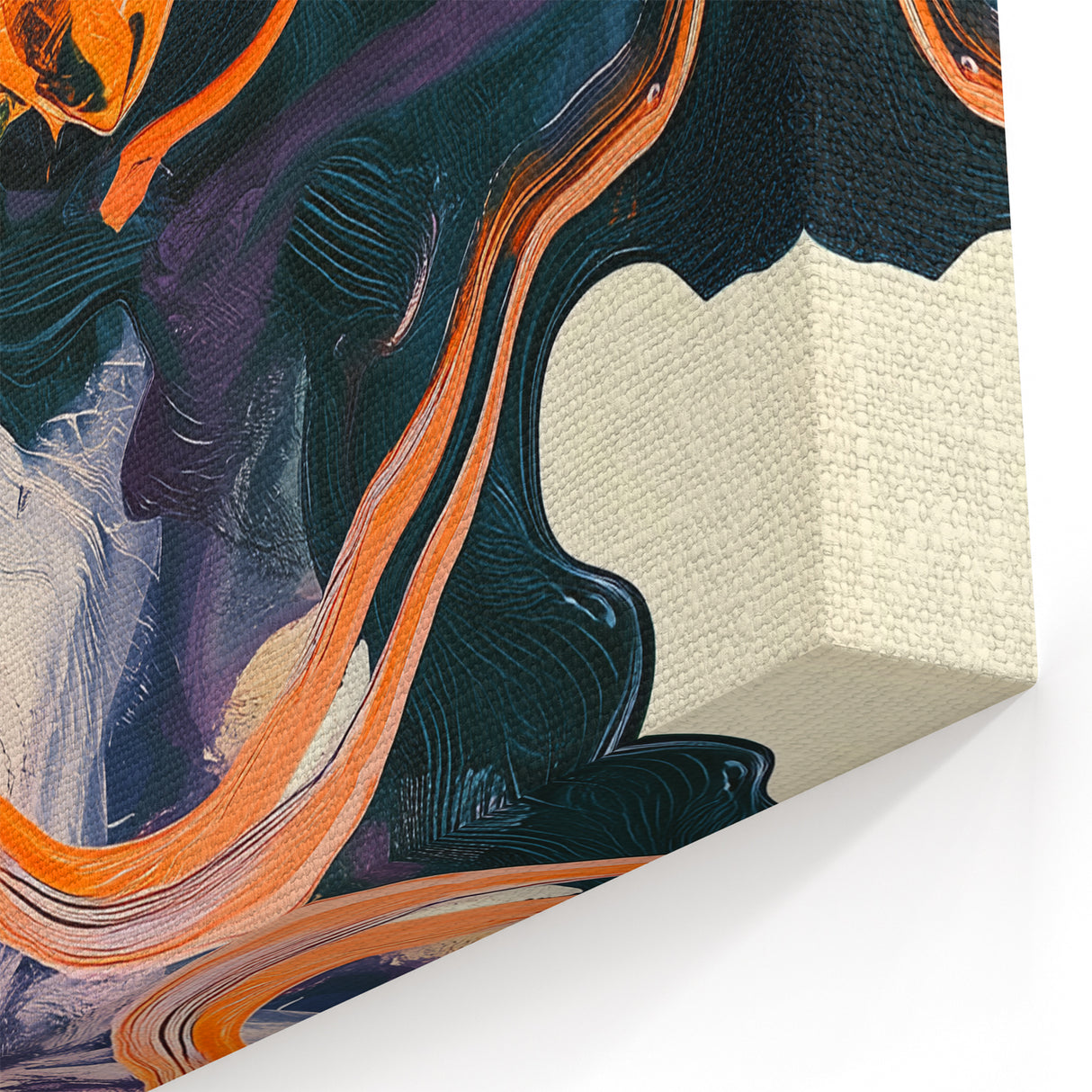 Colorful Abstract Wall Art – Expressive Orange and Dark Green Swirl