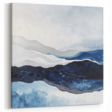 Modern Monochrome Abstract Wall Art – Navy and Silver Canvas