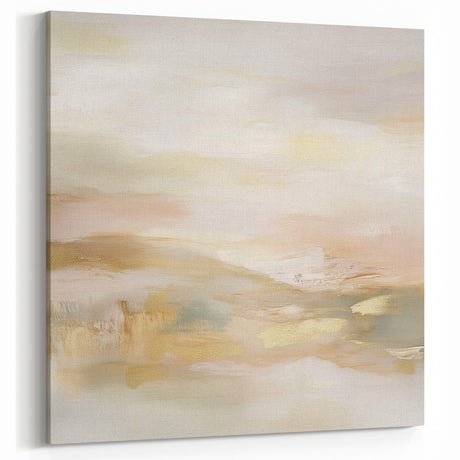 Colorful Abstract Wall Art – Blush and Gold Soft Modern Canvas