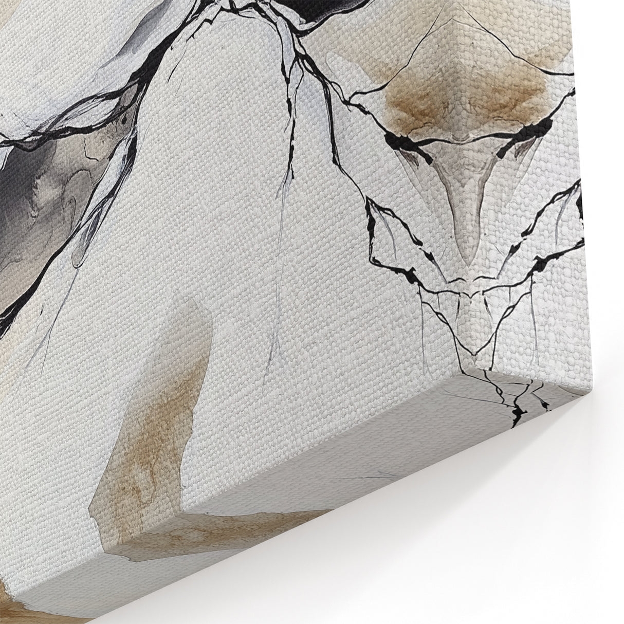 Geometric Abstract Wall Decor – Black, White & Beige Canvas Art