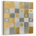 Geometric Abstract Wall Art – Gold, White & Gray Modern Canvas