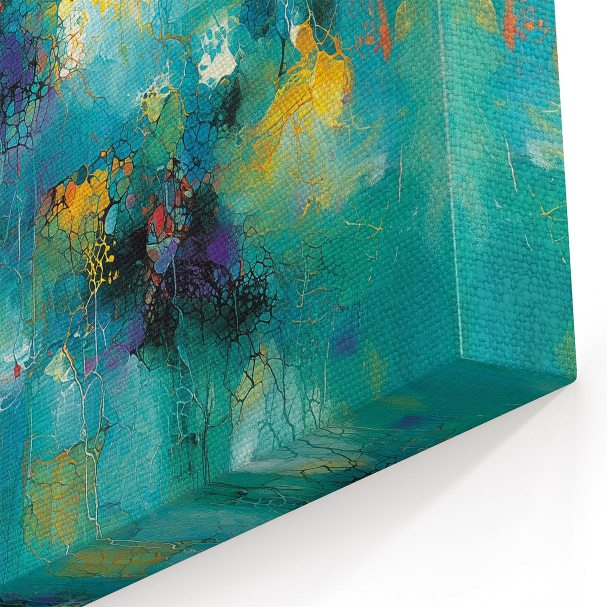 Tropical Abstract Wall Art – Turquoise, Lime & Coral Canvas Print