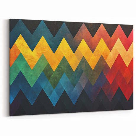 Geometric Abstract Art Prints – Multicolor Chevron Wall Design