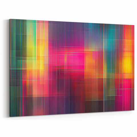 Modern Abstract Canvas Prints – Color Grid Linework Composition