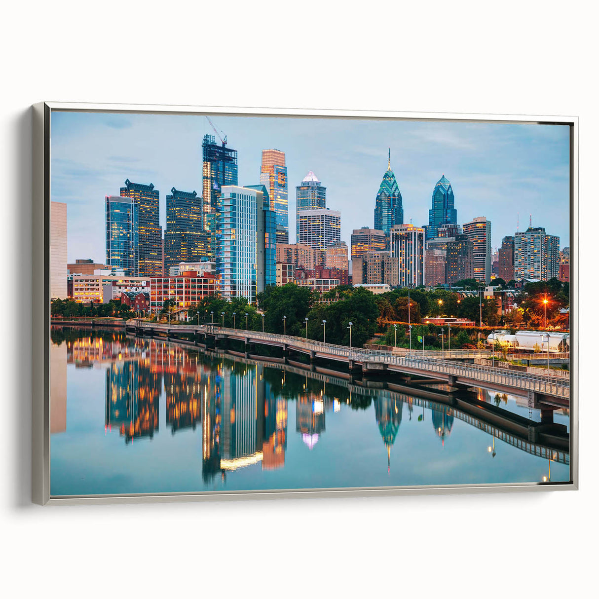 Landscape art painting featuring a colorful vintage poster design on black background, ideal for modern office decor.