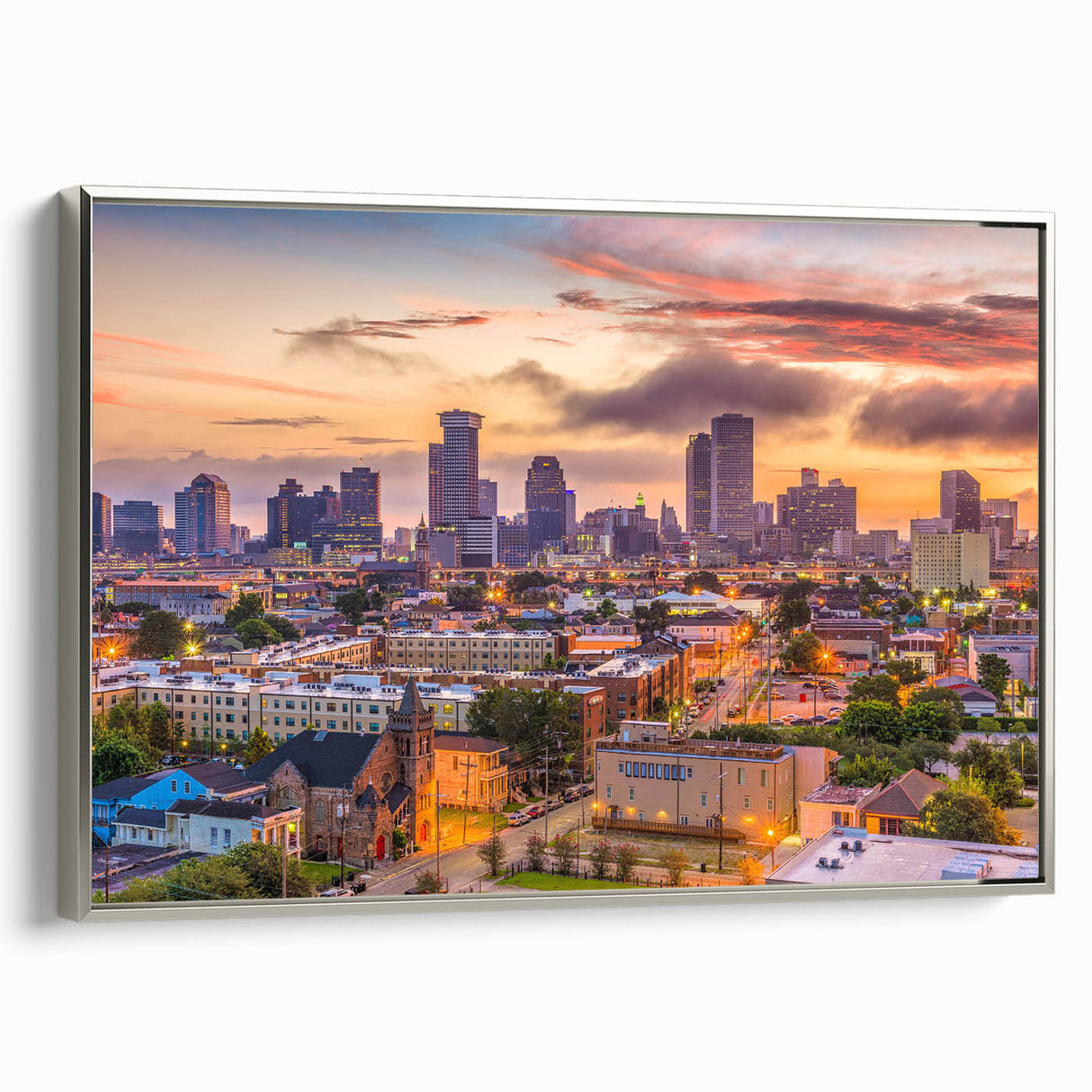 Landscape painting on canvas depicting a colorful vintage poster art scene, ideal for adding a vibrant touch to a black wall.