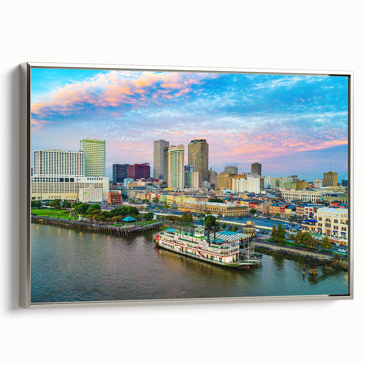 Landscape art painting on canvas featuring a vintage-style colorful mountain scene against a black background.