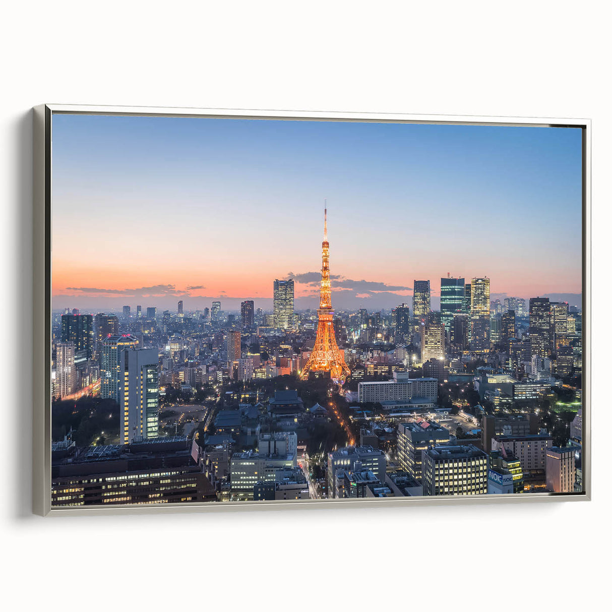 Landscape art painting on canvas featuring a vintage poster style with vibrant colors.