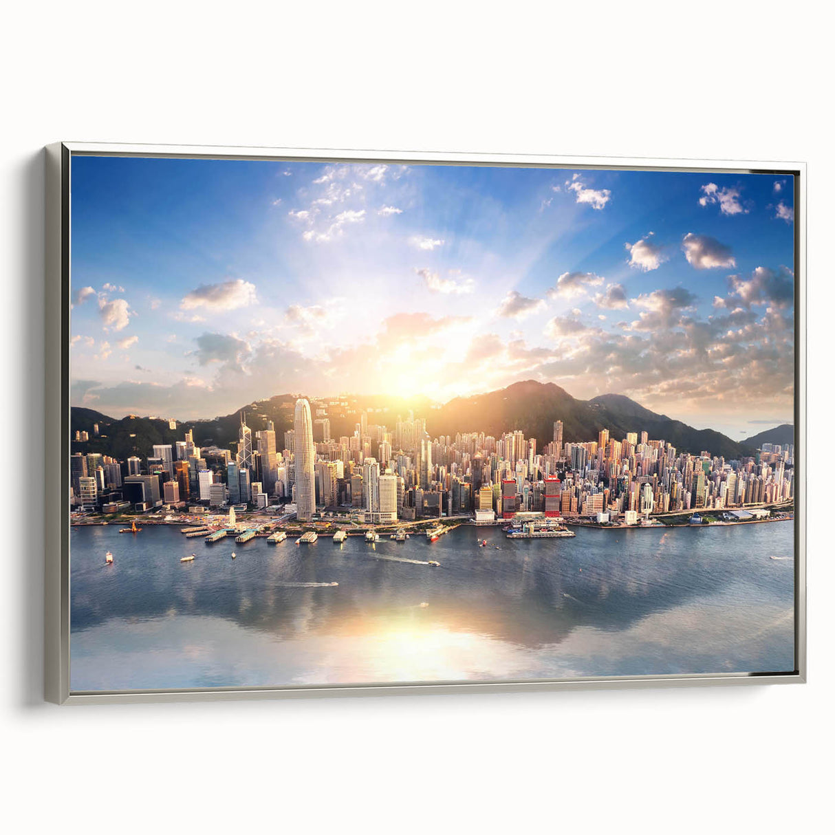 Landscape art painting featuring a vintage poster style with a colorful palette on black background.