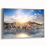 Landscape art painting featuring a vintage poster style with a colorful palette on black background.