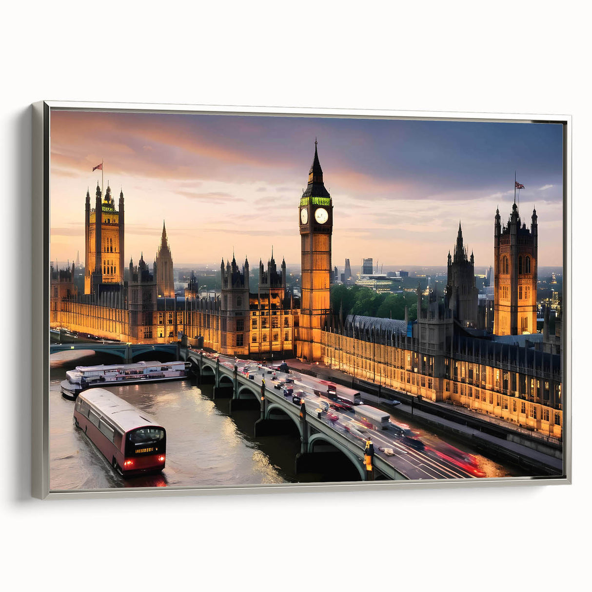 Landscape art painting featuring colorful, vintage-style rolling hills on a black background, printed on canvas.