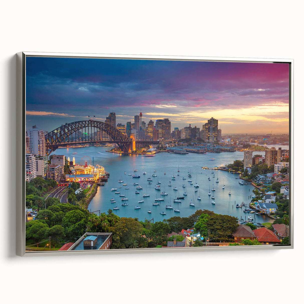 Landscape art painting of a colorful rural scene on canvas, featuring a vintage poster style, ideal for living room decor.