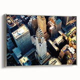 Landscape art painting of a colorful hillside town on a black vintage poster, ideal for living room decor.