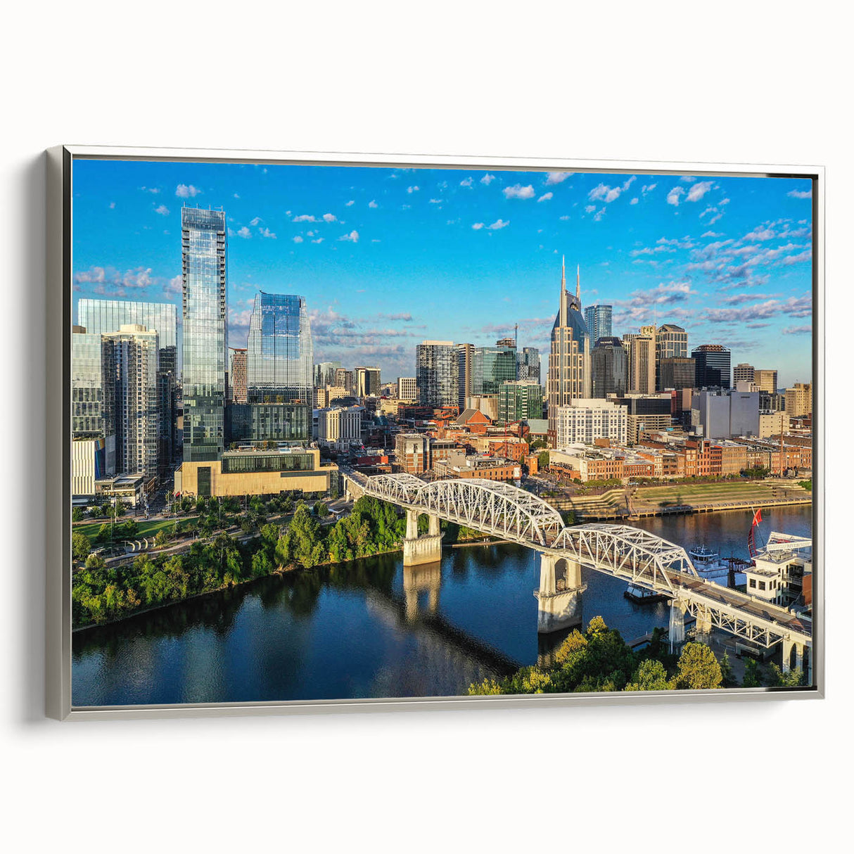 Landscape art painting on canvas featuring a colorful, vintage-style poster of a rural scene, ideal for living room decor.