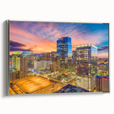 Landscape art painting featuring a vintage poster style with vibrant colors on a black background.