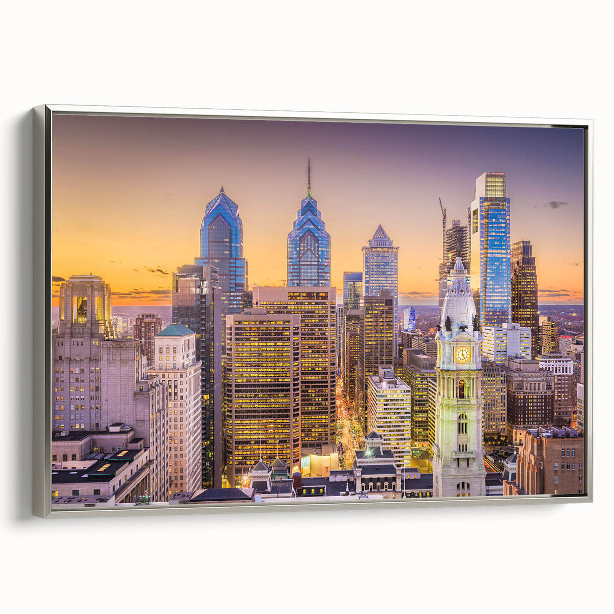 Landscape art painting featuring a vintage poster style with a colorful palette on a black background.