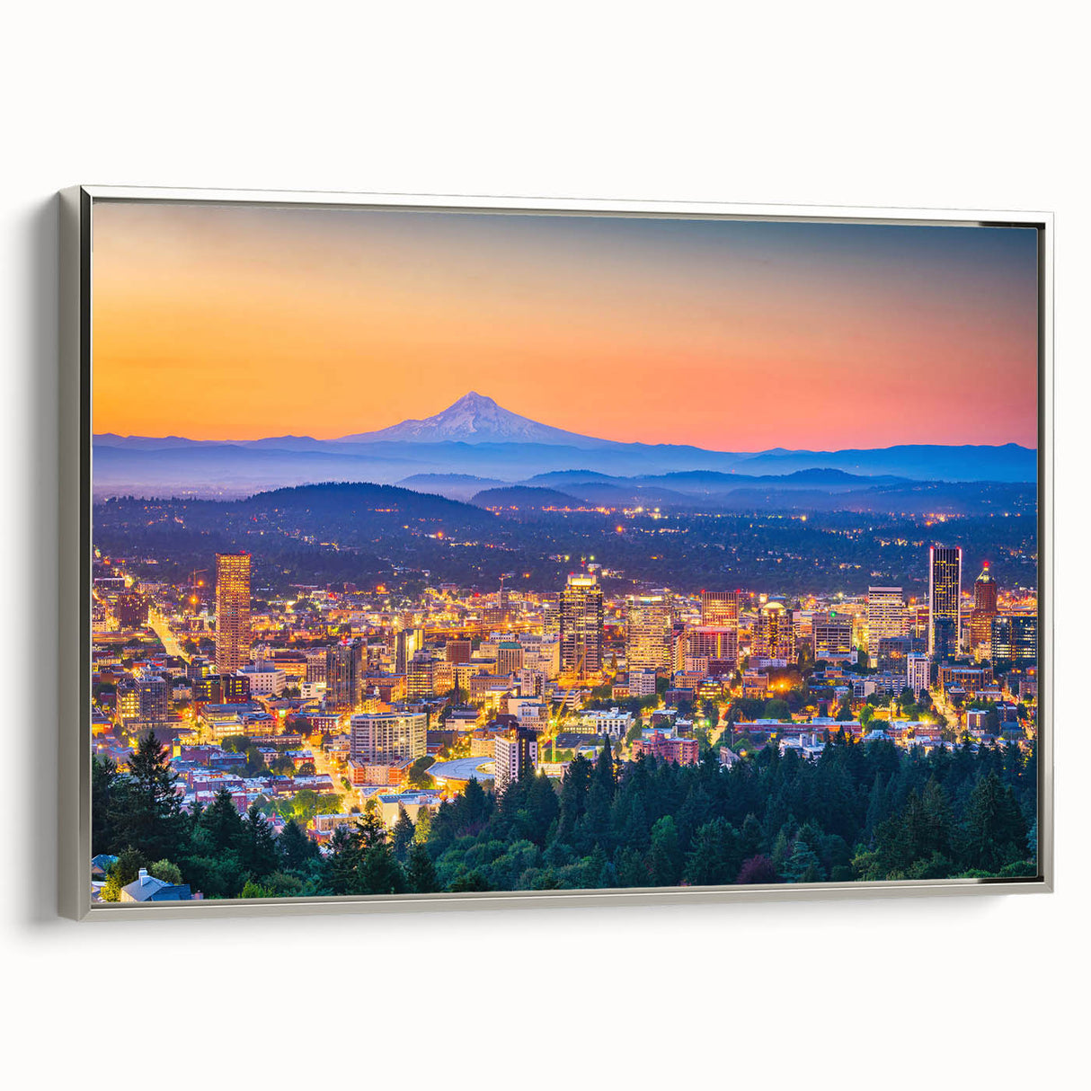 Landscape art painting featuring a vintage poster style, with colorful art on a black background, on canvas.