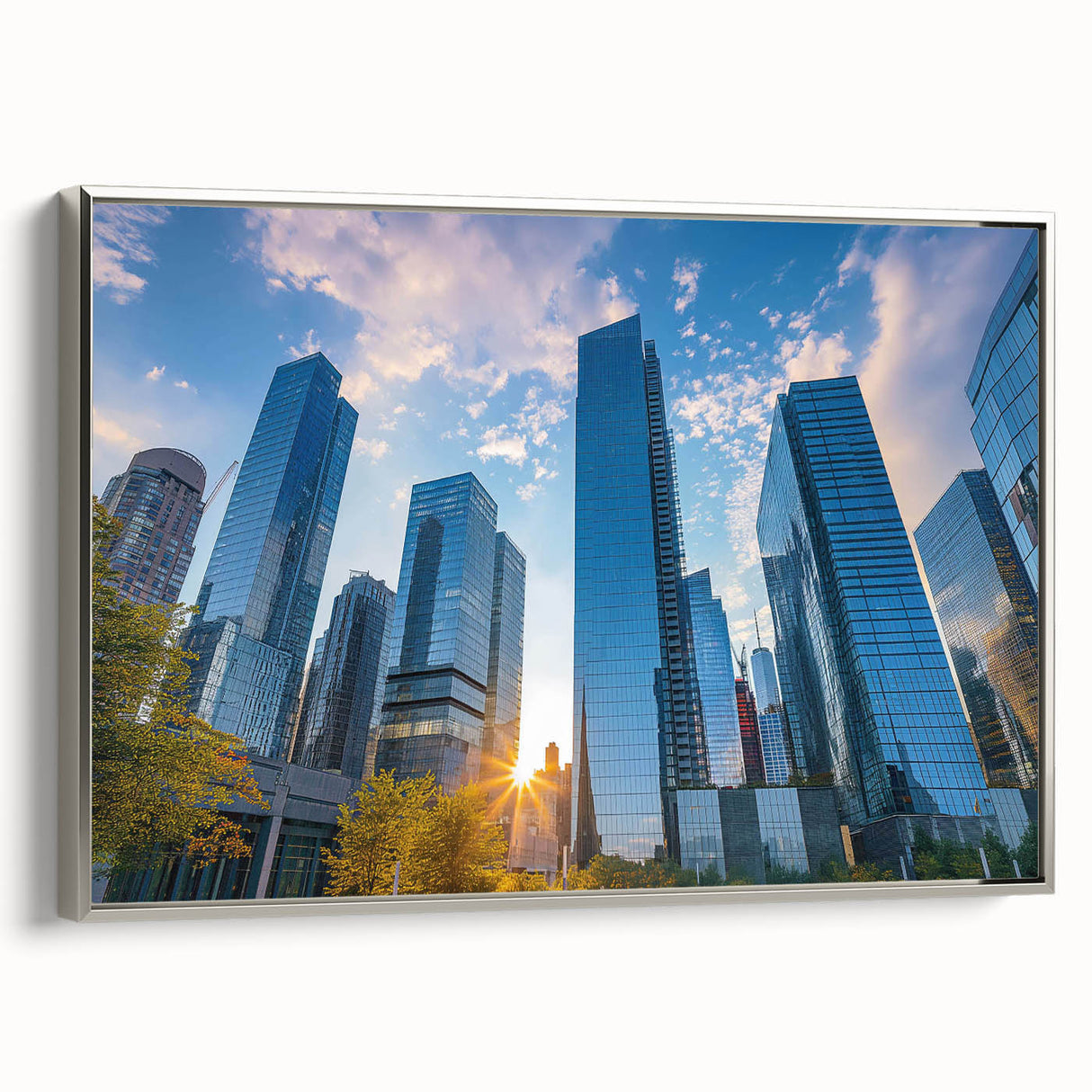 Landscape art painting featuring a colorful forest scene on a vintage poster.